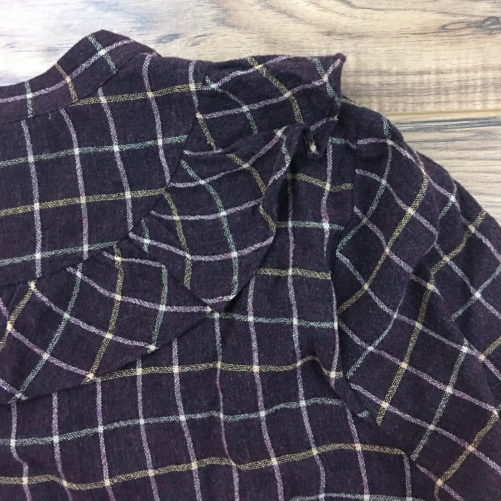 NWT Madewell Plaid Ruffle-Front Top - Picture 4 of 8